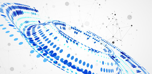 halftone theme vector. science abstract background with connecting dots and lines.