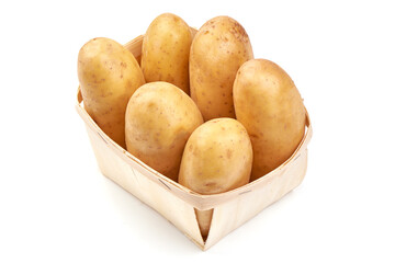 Young Fresh potatoes, organic potato, close-up, isolated on white background.