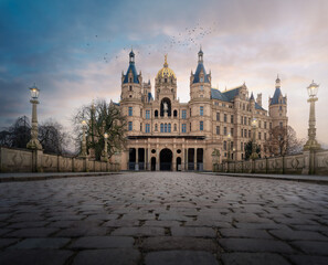 Sticker - Schwerin Castle at sunset - Schwerin, Germany