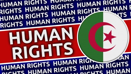 Algeria Circular Flag with Human Rights Titles - 3D Illustration