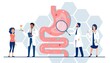 Vector of a medical team examining gastrointestinal tract and digestive system giving advice to a patient