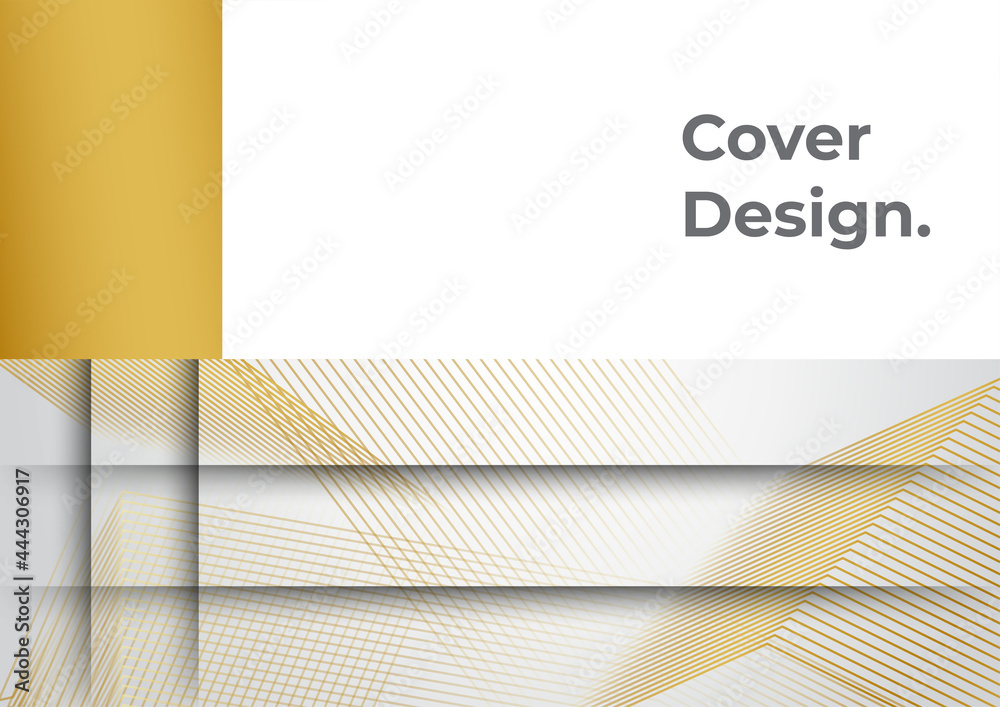 Abstract geometric shape white gold background with light and shadow 3D ...