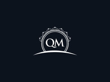 Luxury QM Letter, Initial Black Qm Logo Icon Vector For Hotel Heraldic Jewelry Fashion Royalty With Brand Identity And Print Template Image