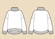 Oversized sweater technical fashion illustration long sleeves, stand collar.