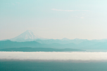 Canvas Print - View of the volcano Vilyuchinsky early in the morning, Kamchatka Peninsula, Russia