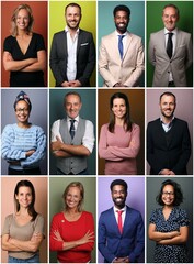 Wall Mural - Group of beautiful people in front of a background