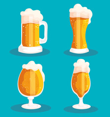 Wall Mural - four beers icons