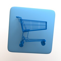 Wall Mural - Shopping icon with shopping cart on isolated white background. 3D illustration. App.