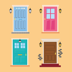 Poster - four front doors