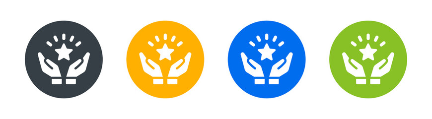 Poster - Hands holding star icon set. Premium or best service concept.