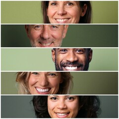 Wall Mural - Group of beautiful people in front of a background