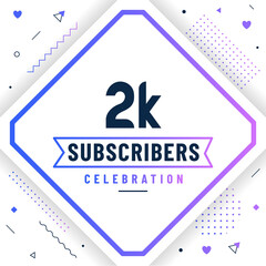 Wall Mural - Thank you 2K subscribers, 2000 subscribers celebration modern colorful design.