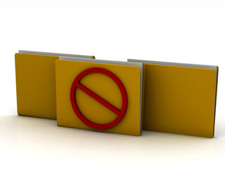 Poster - 3d rendering Red stop symbol and yellow folder
