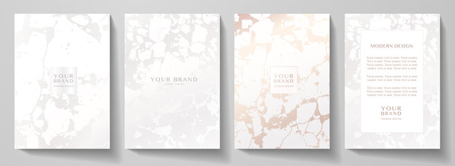 Wall Mural - modern pearl cover, frame design set. creative fashionable background with light abstract marble pat