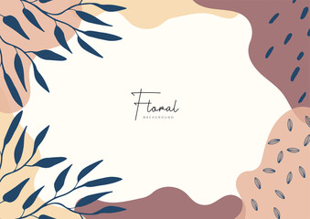  Trendy social media post creative Vector set. Background template with copy space for text and images design by abstract colored shapes, line arts, floral, tropical leaves warm color of the earth tone