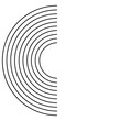 Semicircle. Black few semicircle as circles on the water diverge or goal. Vector illustration