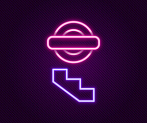 Poster - Glowing neon line London underground icon isolated on black background. Colorful outline concept. Vector