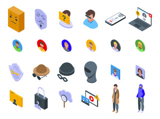Poster - Anonymous icons set isometric vector. Human hidden. Icognito identity