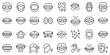 Articulation icons set outline vector. Childhood development. Education exercise