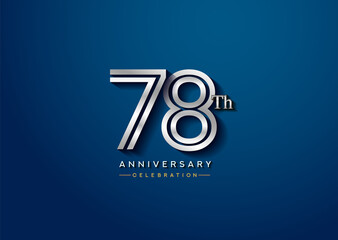 Poster - 78th anniversary celebration logotype with linked number silver color isolated on blue color. vector anniversary for celebration, invitation card, and greeting card