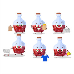 Sticker - A Rich red magic potion mascot design style going shopping