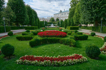 Volksgarten city park in Vienna and the statue of Elisabeth of Austria