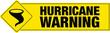 Hurricane warning banner with sign. Vector. 