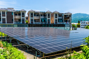 Wall Mural - Photovoltaic panels for renewable electrical energy production in Taiwan.