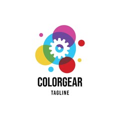 Color gear logo design illustration vector template