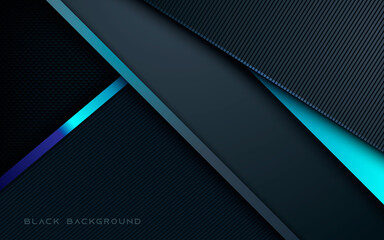 Wall Mural - abstract black and blue dimension layers background