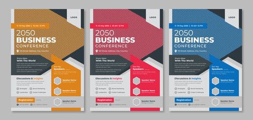 Wall Mural - business conference flyer template design. annual corporate workshop, meetup, meeting and training e
