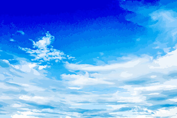 Wall Mural - blue sky and white cloud vector nature background. watercolor clouds in sky vector illustration