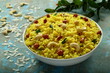 Homemade Indian vegetarian dish, Poha.
