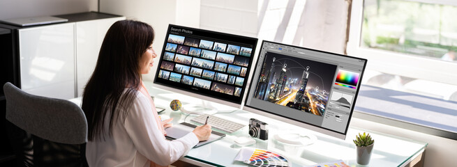 Poster - Professional Graphic Designer Woman Working