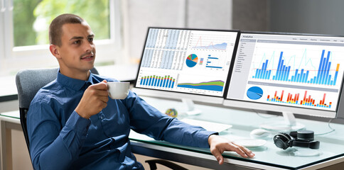 Poster - Analyst Man Using Business Data Analytics