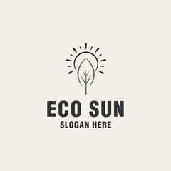 Poster - Eco sun logo template on monogram style