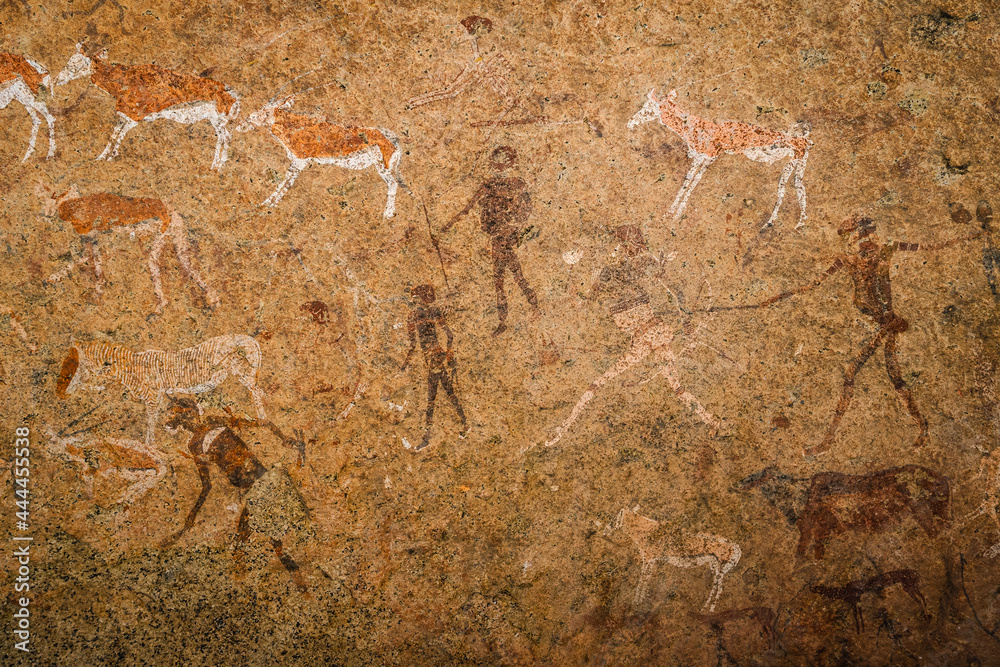 The White Lady of Brandberg cave painting located at the foot of Brandberg Mountain in Damaraland, Namibia, Africa. - obrazy, fototapety, plakaty 