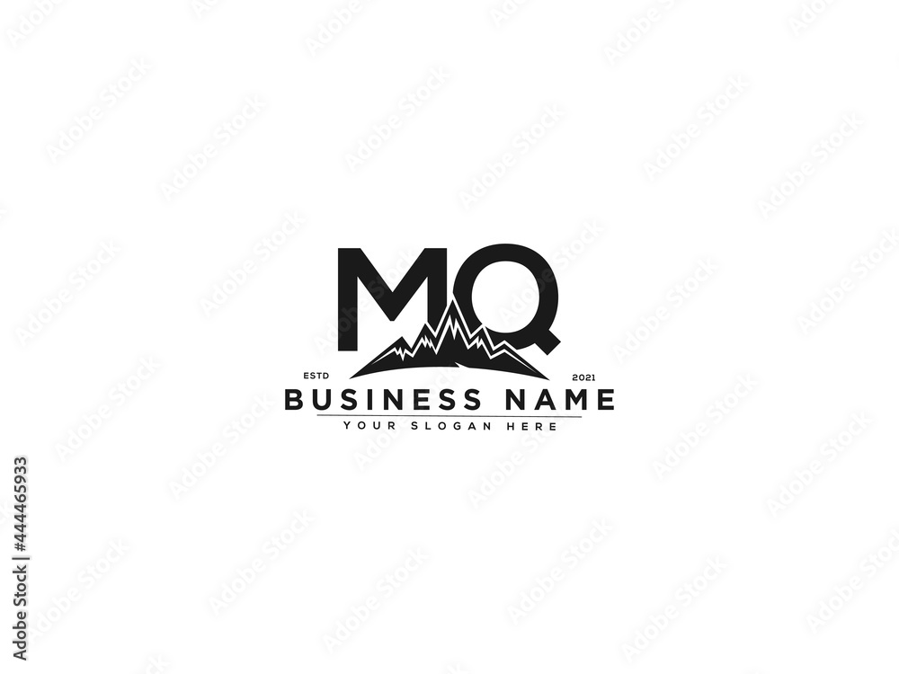 Mq Signs Letter MQ Logo, line art mq mountain logo icon vector for river forest ...