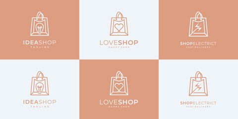 Wall Mural - Collection shopping logo design sets.