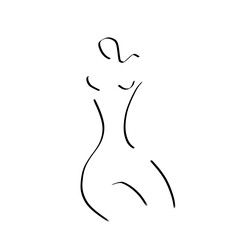 Wall Mural - silhouette of a woman line illustration logo icon