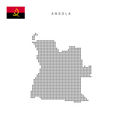 square dots pattern map of angola. angolan dotted pixel map with flag. vector illustration