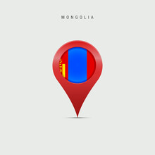 Teardrop Map Marker With Flag Of Mongolia. Vector Illustration