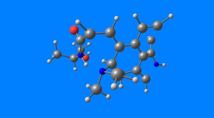 Poster - Ergometrine molecular structure isolated on blue