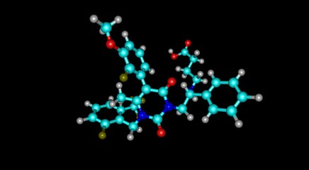 Sticker - Elagolix molecular structure isolated on black