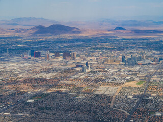 Wall Mural - Aerial view of the famous strip and cityscape