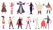 © WinWin - People in Halloween costumes. Happy halloween trick or treating spooky characters vector illustration set. Halloween fancy dress party