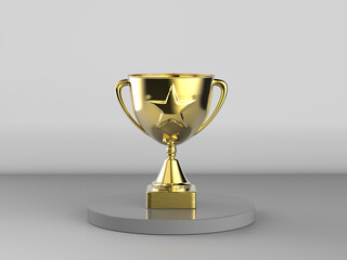 Wall Mural - golden trophy on stage