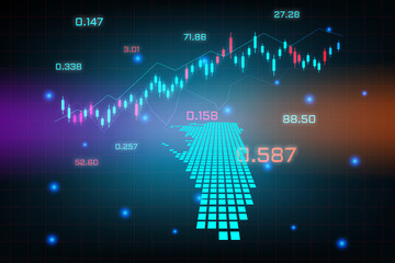 Stock market background or forex trading business graph chart for financial investment concept of Gibraltar map. business idea and technology innovation design.