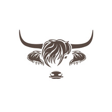 Vector Of Highland Cow Head Design On White Background. Farm Animal. Cows Logos Or Icons. Easy Editable Layered Vector Illustration.