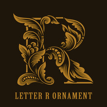 Letter R Logo Vintage Ornament Style
